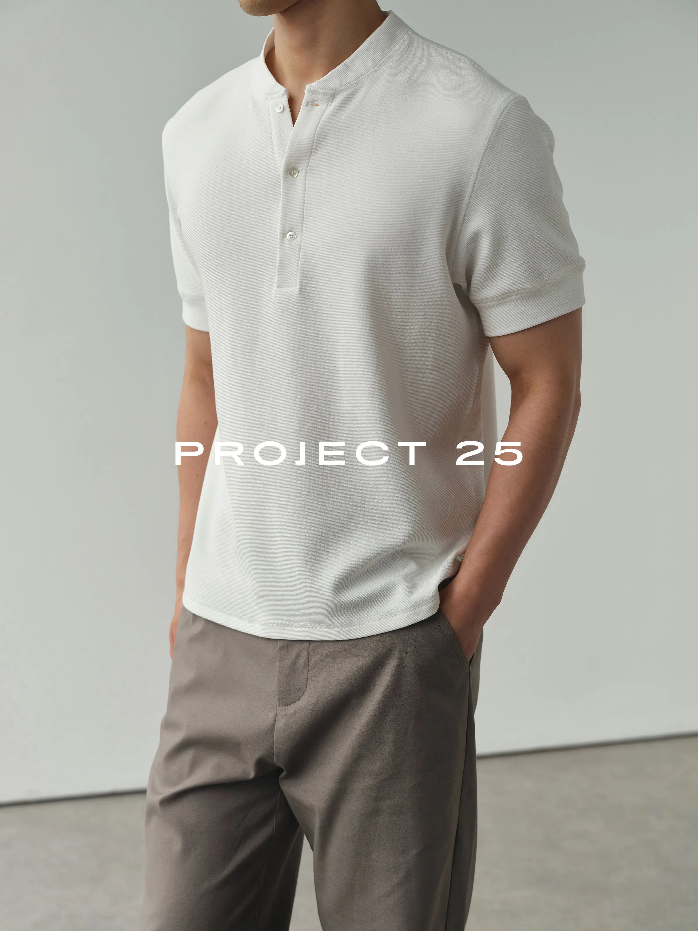 PROJECT 25 Men's Textured Cotton Old Money Style Henley T-Shirt, Soft Breathable Casual Versatile Short Sleeve Tops Hot Sale