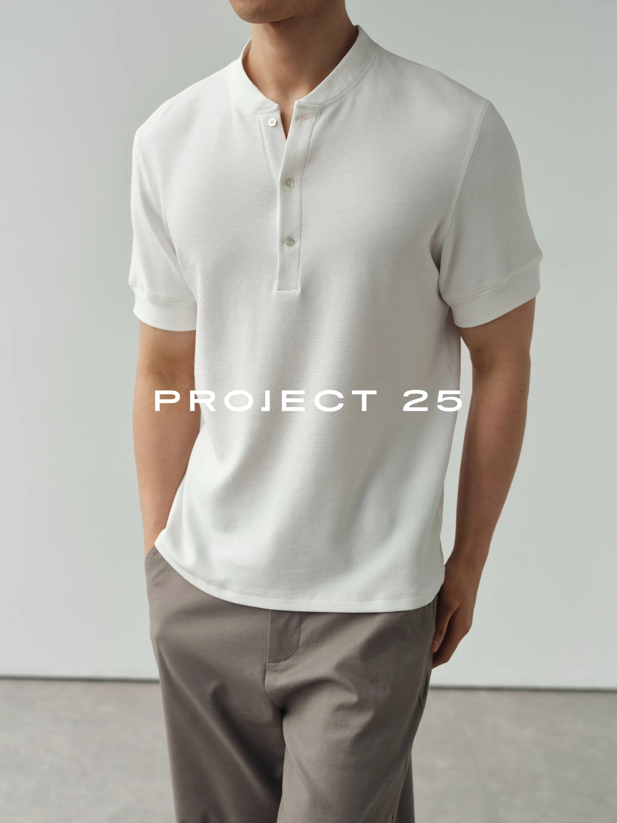 PROJECT 25 Men's Textured Cotton Old Money Style Henley T-Shirt, Soft Breathable Casual Versatile Short Sleeve Tops Hot Sale
