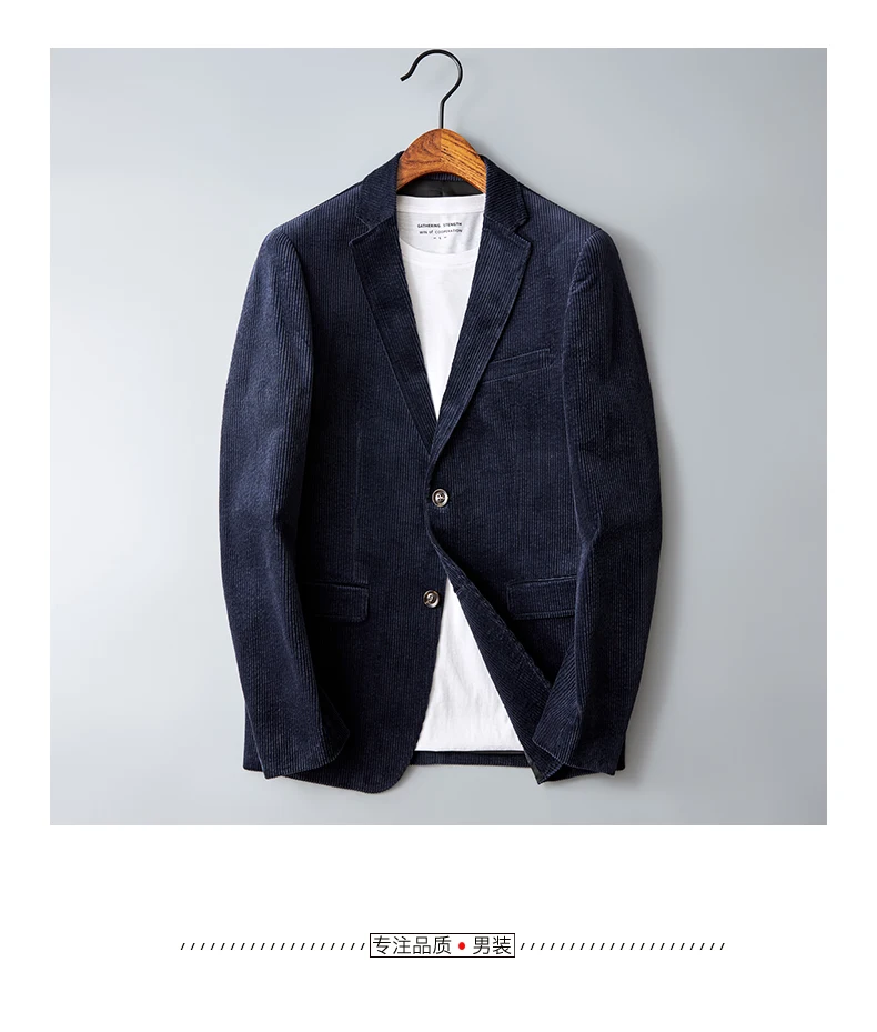 Autumn Winter 2025 New Korean Version of Fashion Handsome Men Young Slim Casual Corduroy Suit Cotton Corduroy Suit Jacket M-4XL