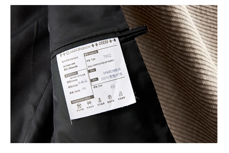 Autumn Winter 2025 New Korean Version of Fashion Handsome Men Young Slim Casual Corduroy Suit Cotton Corduroy Suit Jacket M-4XL