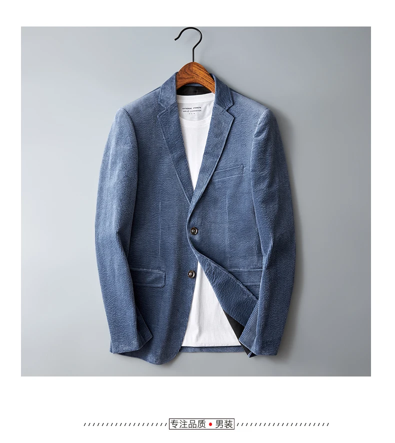 Autumn Winter 2025 New Korean Version of Fashion Handsome Men Young Slim Casual Corduroy Suit Cotton Corduroy Suit Jacket M-4XL
