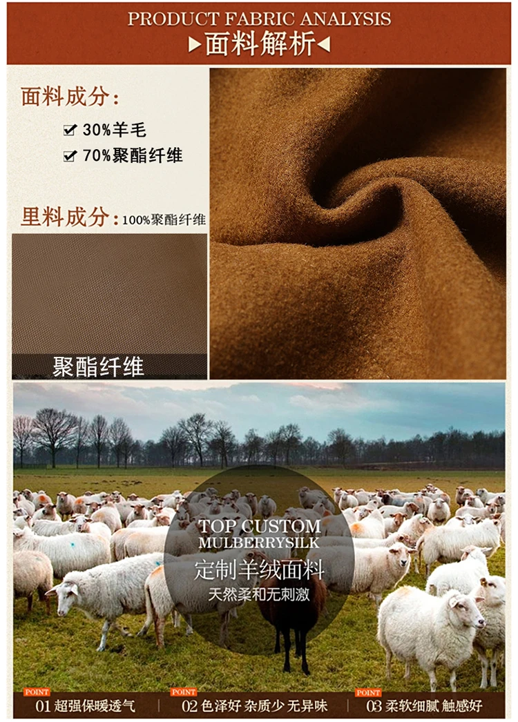 Men's Double Collar Wool Coat Fashion Handsome Autumn Winter Business Style High Quality Middle-aged Men's Fashion Woolen Coat
