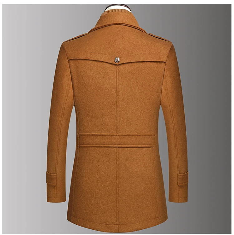 Men's Double Collar Wool Coat Fashion Handsome Autumn Winter Business Style High Quality Middle-aged Men's Fashion Woolen Coat