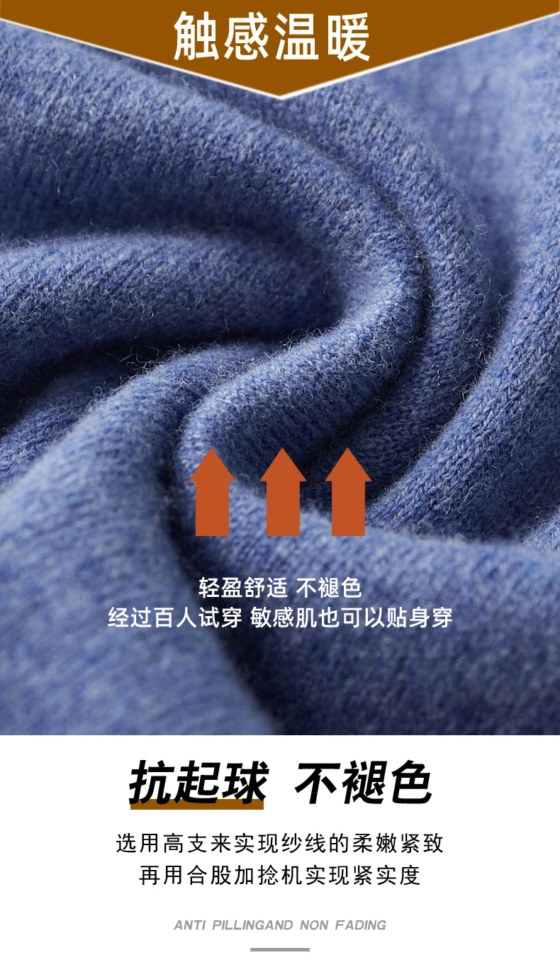 Autumn and Winter New 100% Pure Wool Sweater Men's POLOL Neck Sweater Lapel Button Cashmere Sweater Business Knitting Bottoming
