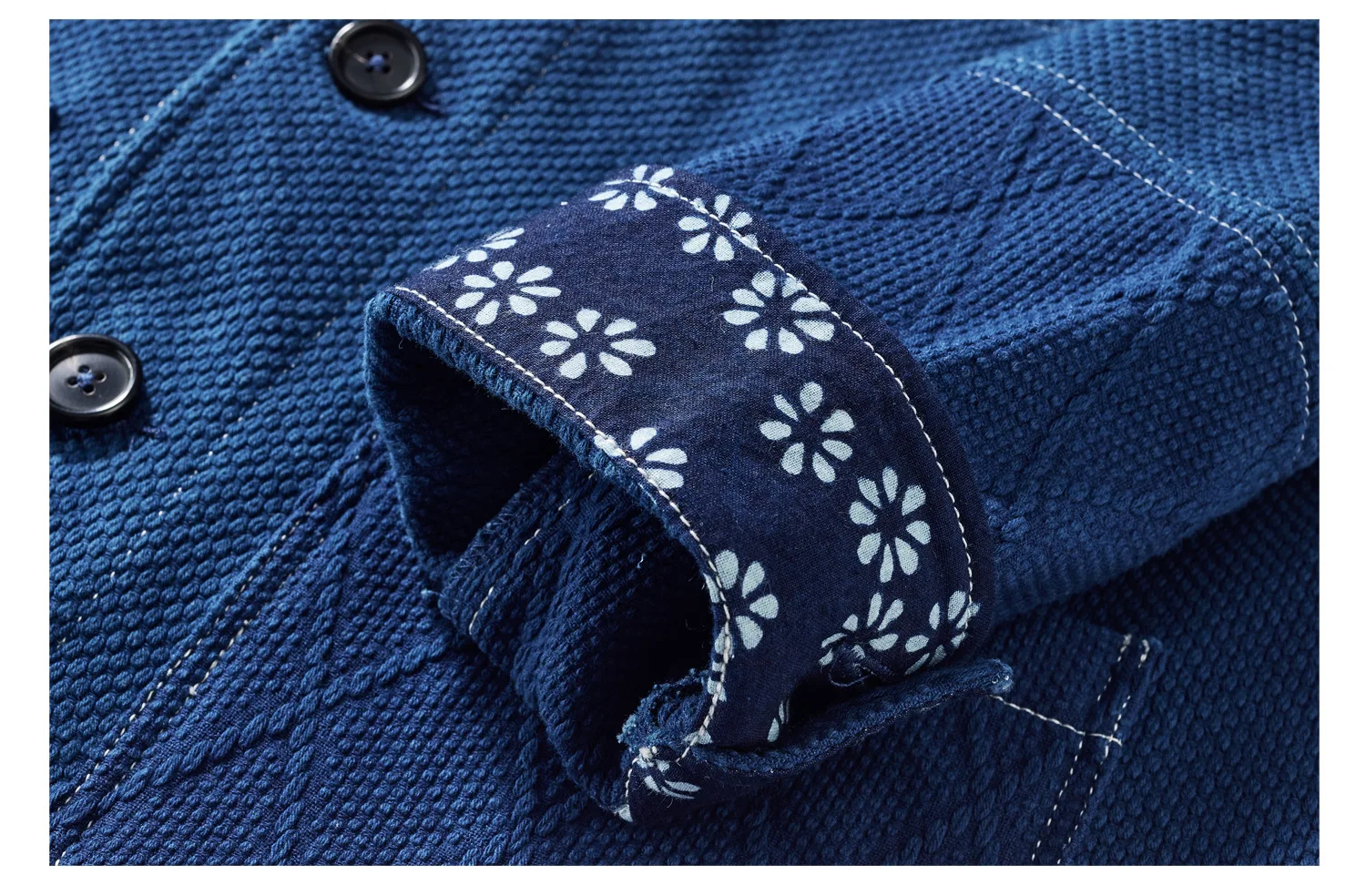 Vintage Indigo Jacket Men French Workwear Cargo Tooling Jacket Autumn Winter Blue Dyed Kendo Fabric Multi-pocket Cardigan Coat