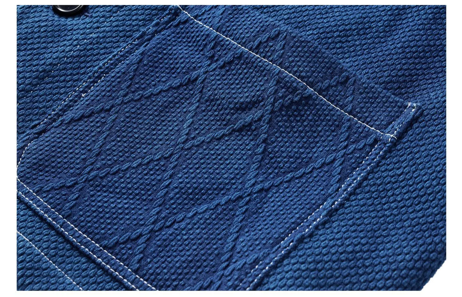 Vintage Indigo Jacket Men French Workwear Cargo Tooling Jacket Autumn Winter Blue Dyed Kendo Fabric Multi-pocket Cardigan Coat