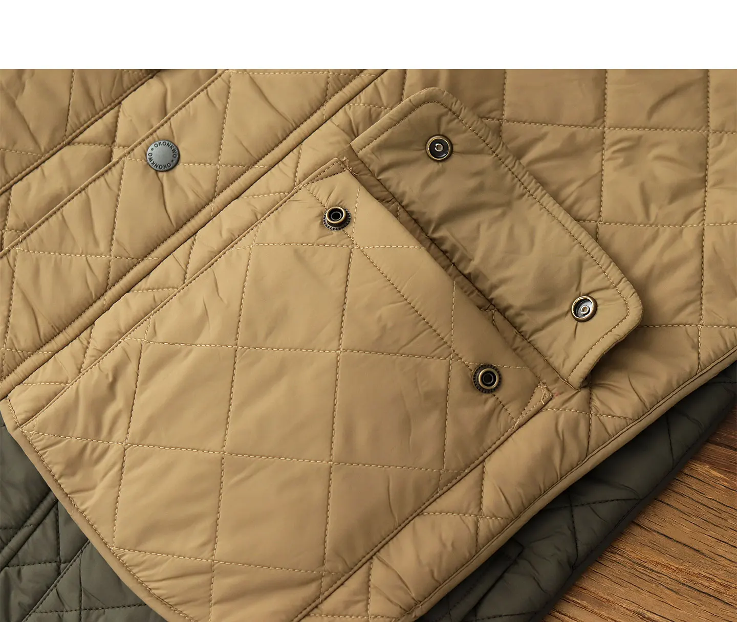 2026 Winter New American Retro Long Sleeve Dom Quilted Vest Men's Polo Style 100% Polyester Thick Casual Multi-pocket Jacket