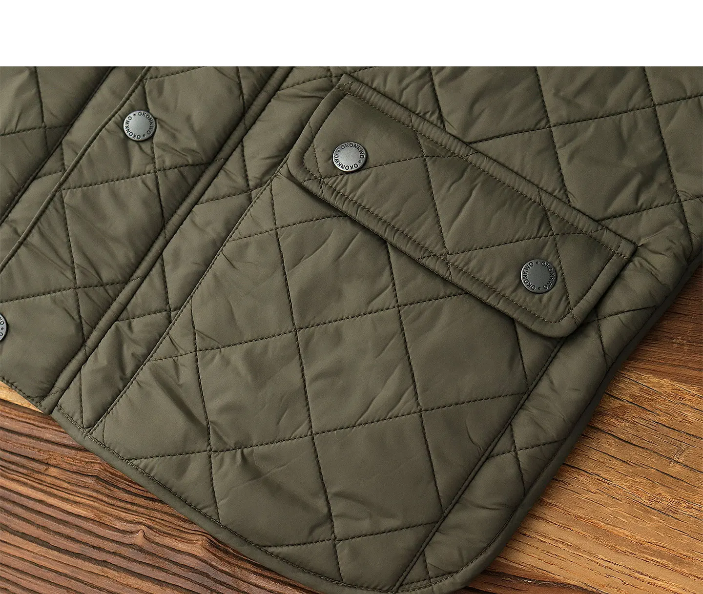 2026 Winter New American Retro Long Sleeve Dom Quilted Vest Men's Polo Style 100% Polyester Thick Casual Multi-pocket Jacket
