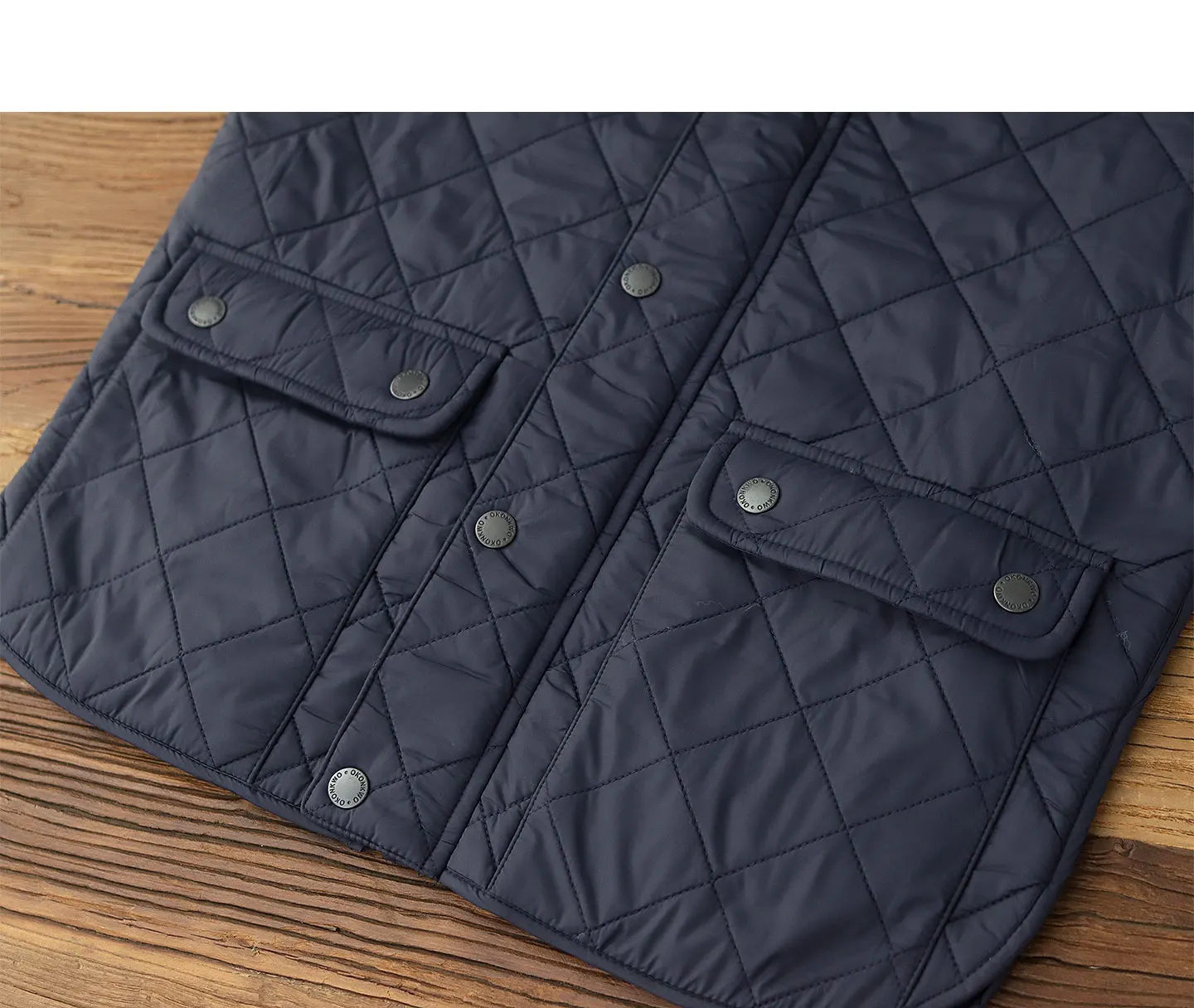 2026 Winter New American Retro Long Sleeve Dom Quilted Vest Men's Polo Style 100% Polyester Thick Casual Multi-pocket Jacket