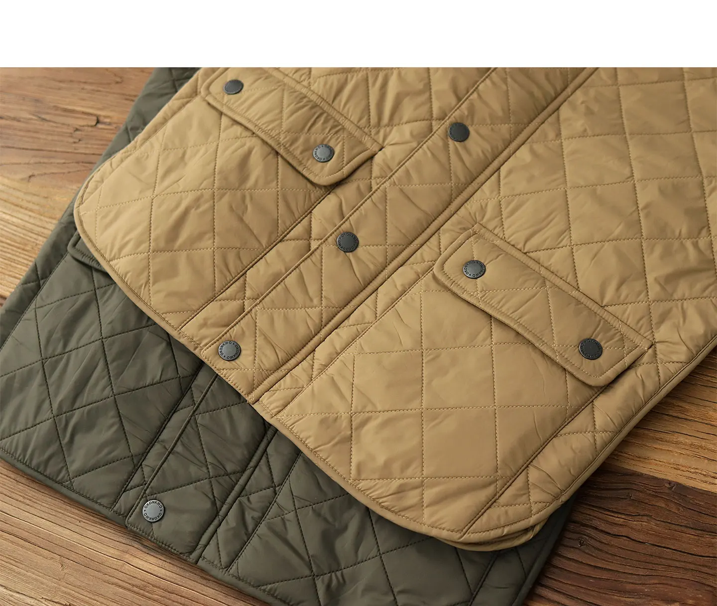 2026 Winter New American Retro Long Sleeve Dom Quilted Vest Men's Polo Style 100% Polyester Thick Casual Multi-pocket Jacket