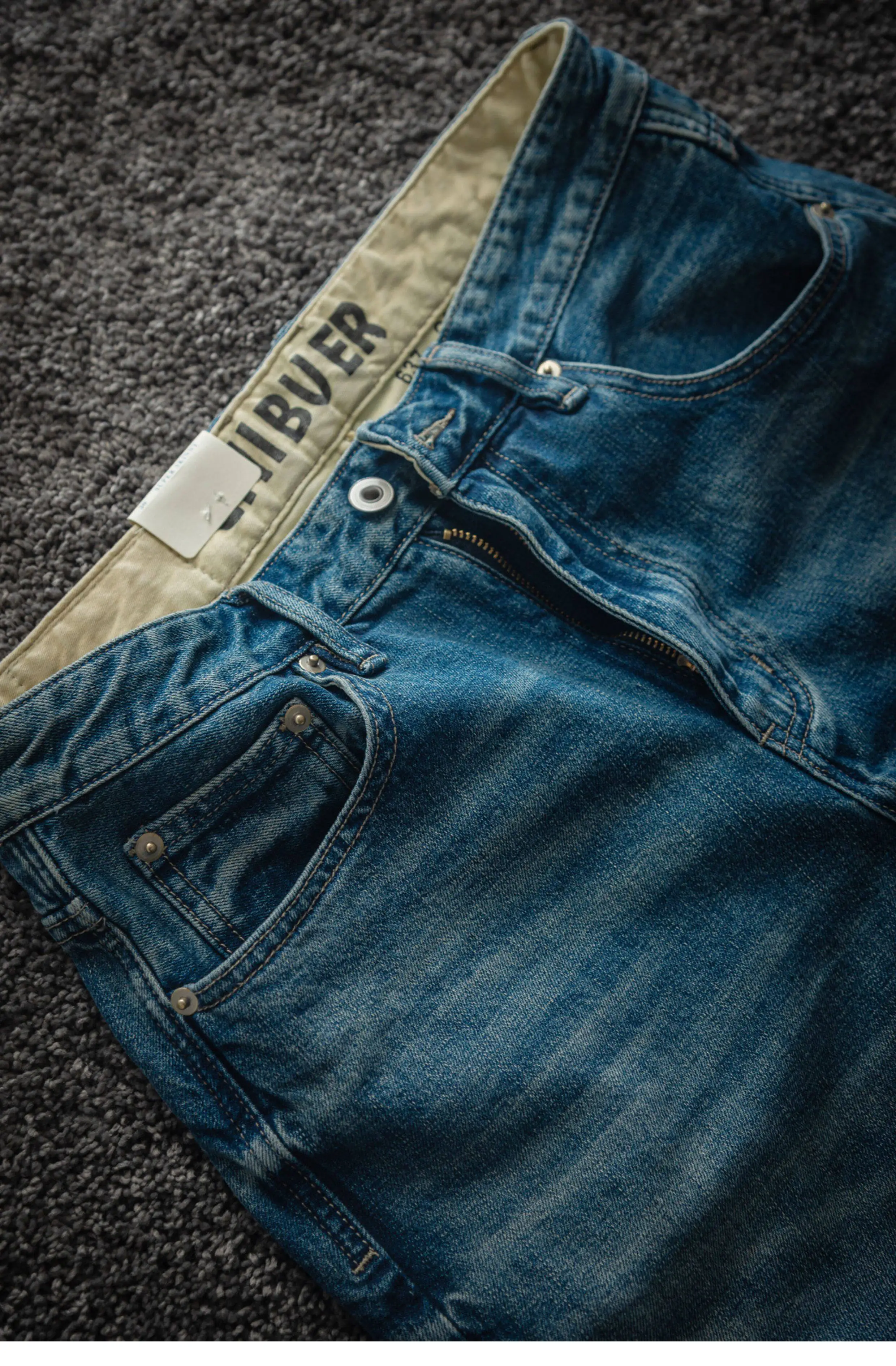 2026 Spring New American Retro Heavyweight High-end Comfort Jeans Men's Fashion 94% Cotton Washed Old Straight Casual Pants