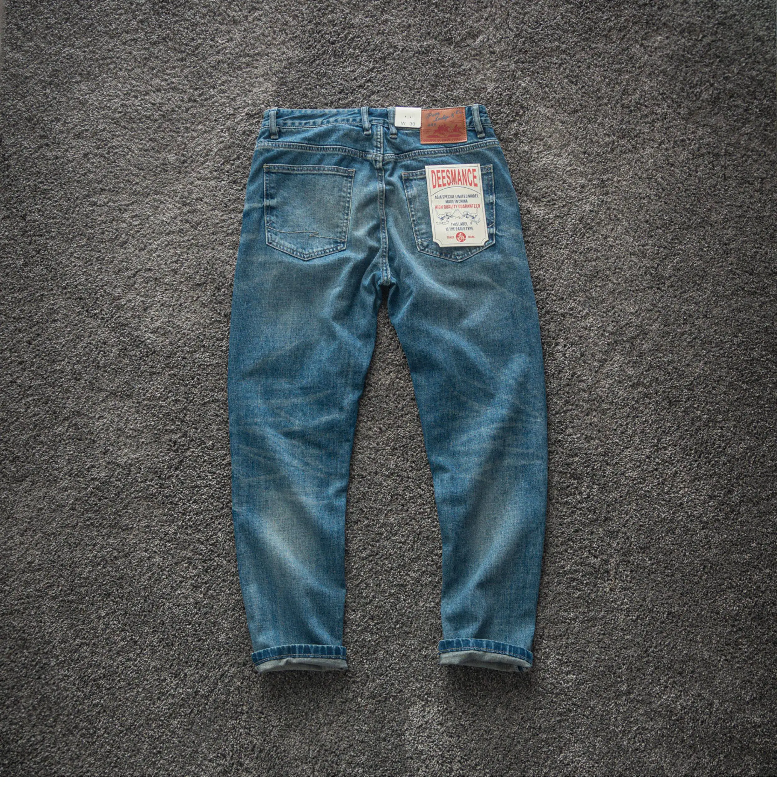 2026 Spring New American Retro Heavyweight High-end Comfort Jeans Men's Fashion 94% Cotton Washed Old Straight Casual Pants