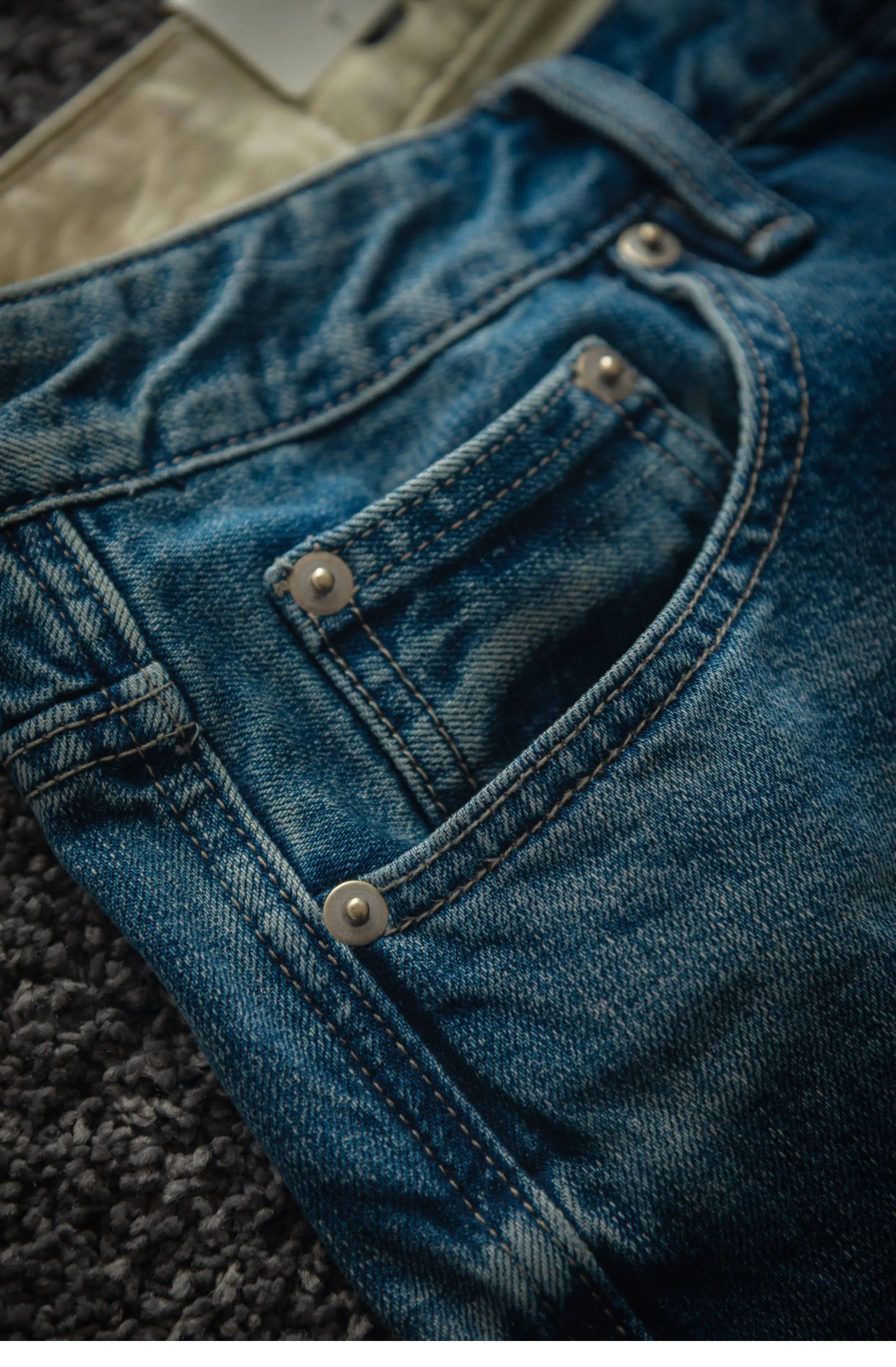 2026 Spring New American Retro Heavyweight High-end Comfort Jeans Men's Fashion 94% Cotton Washed Old Straight Casual Pants