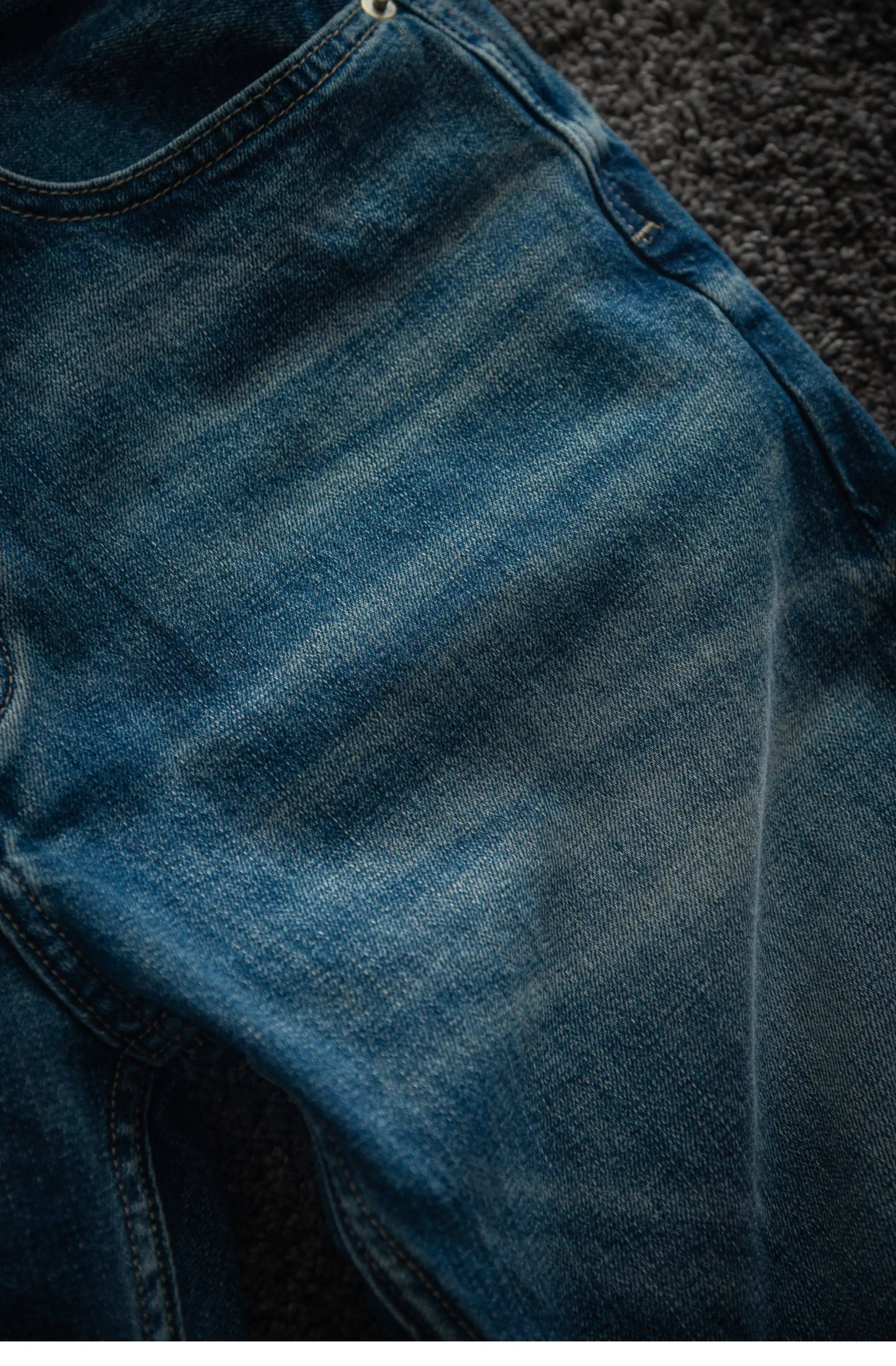 2026 Spring New American Retro Heavyweight High-end Comfort Jeans Men's Fashion 94% Cotton Washed Old Straight Casual Pants