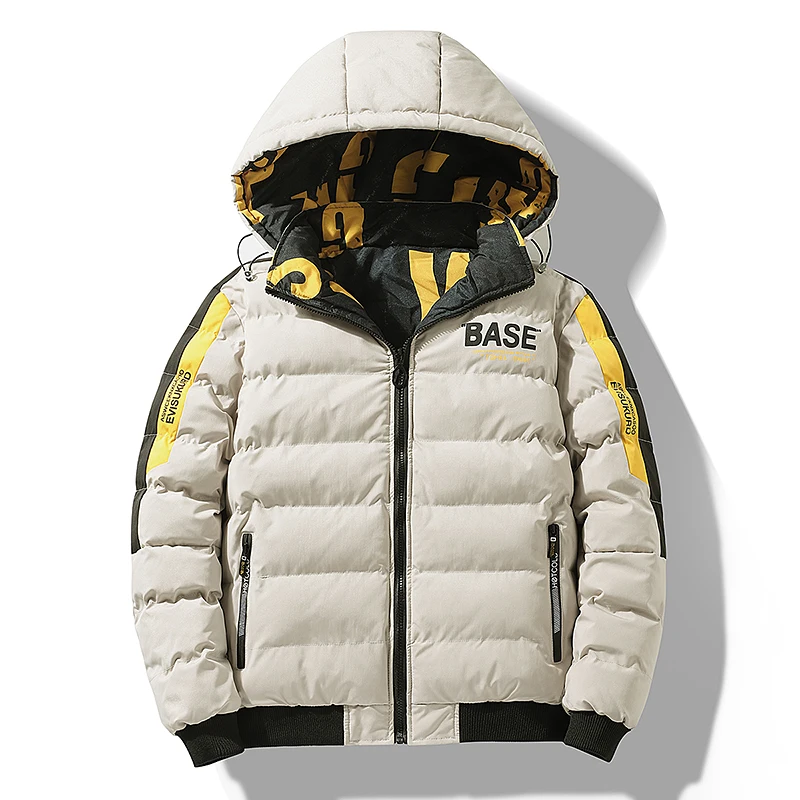 Men Fashion Double Sided Wear Jacket New Solid Removable Hat Comfort Thickening Coat Winter Casual Keep Warm Windproof Parka Men
