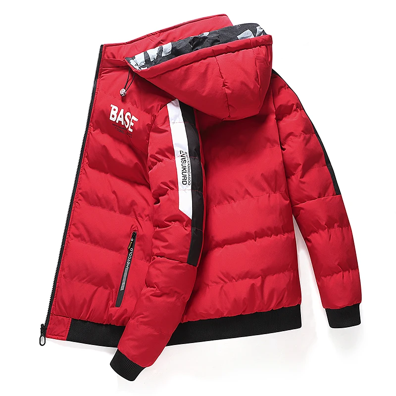 Men Fashion Double Sided Wear Jacket New Solid Removable Hat Comfort Thickening Coat Winter Casual Keep Warm Windproof Parka Men