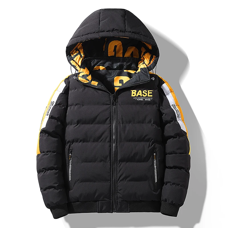 Men Fashion Double Sided Wear Jacket New Solid Removable Hat Comfort Thickening Coat Winter Casual Keep Warm Windproof Parka Men