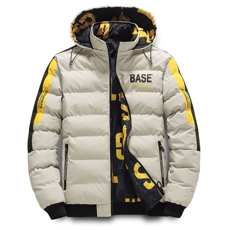 Men Fashion Double Sided Wear Jacket New Solid Removable Hat Comfort Thickening Coat Winter Casual Keep Warm Windproof Parka Men