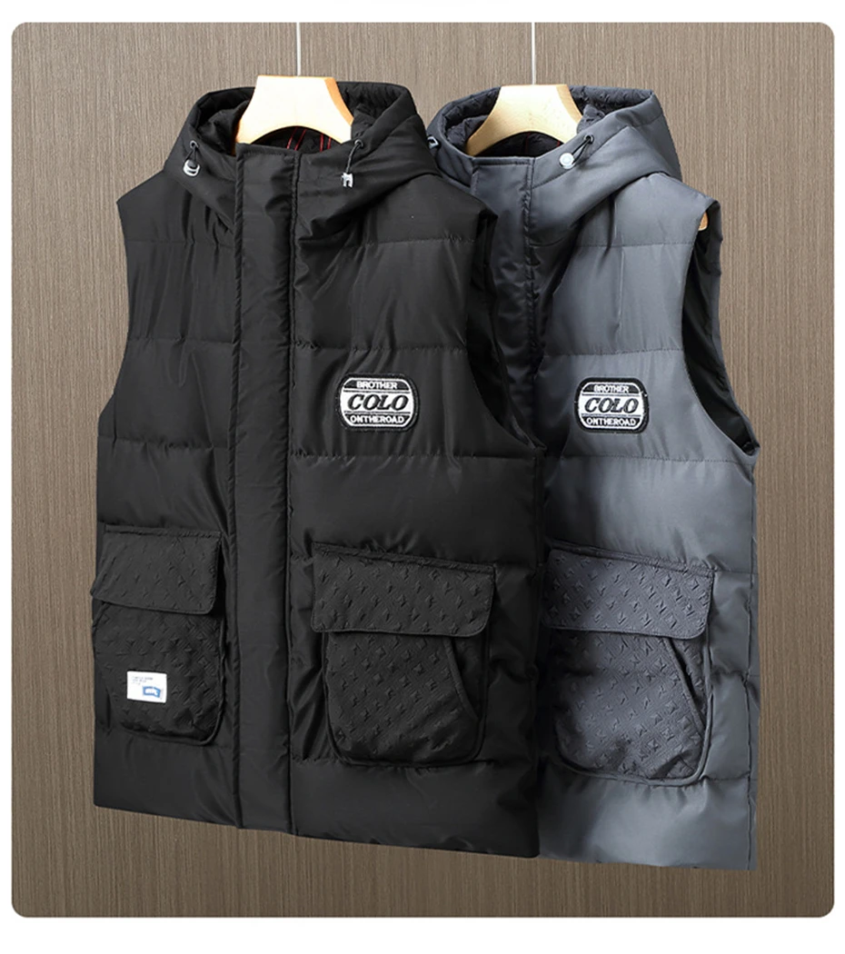 Winter Vests Men Thick Warm Vest Plus Size 10XL 12XL Fashion Casual Solid Color Black Vests Sleeveless Jacket Big Size 11XL
