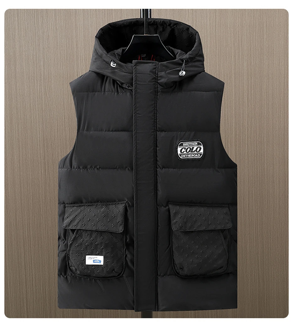 Winter Vests Men Thick Warm Vest Plus Size 10XL 12XL Fashion Casual Solid Color Black Vests Sleeveless Jacket Big Size 11XL