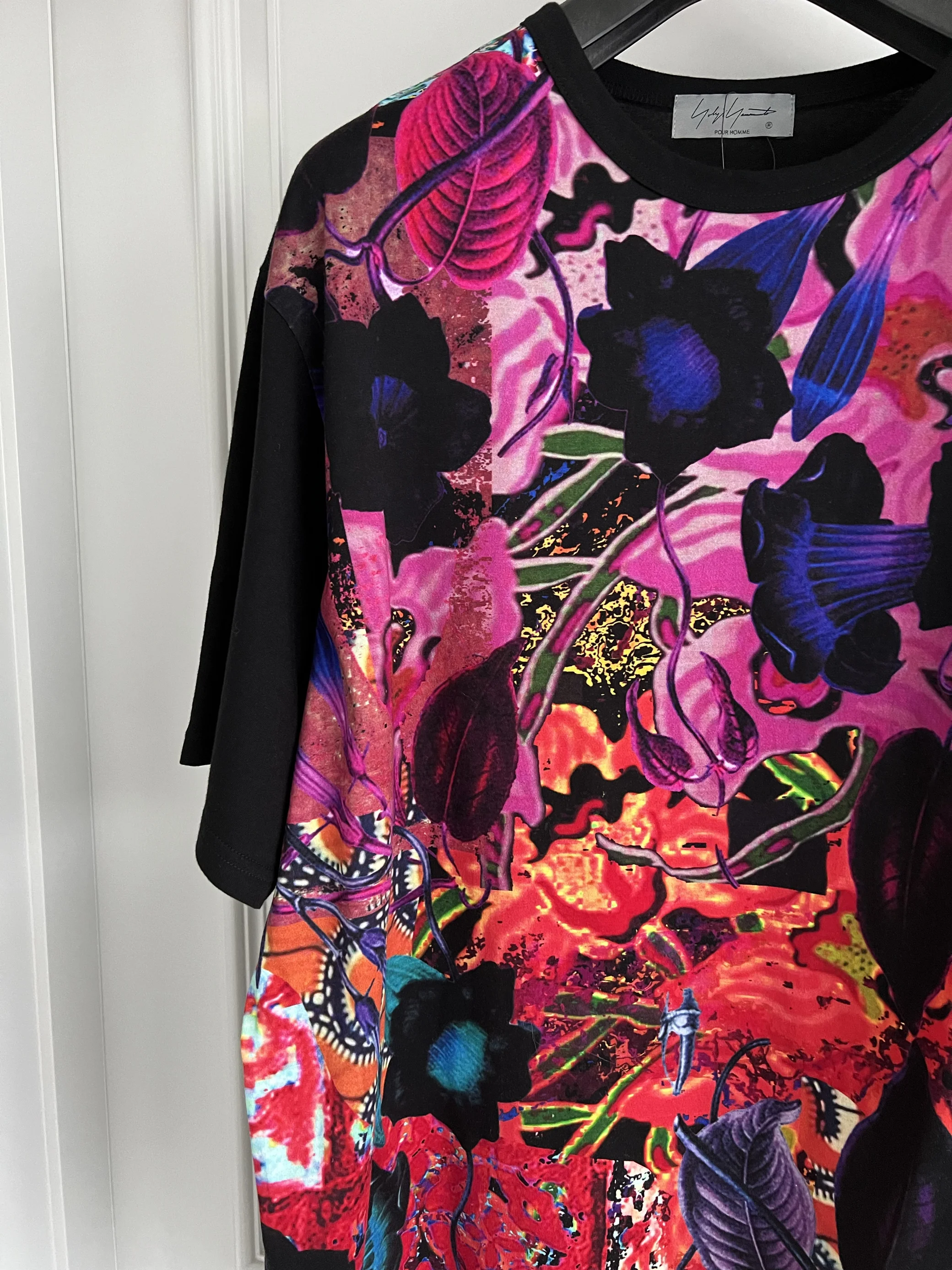 TOP-YAMAMOTO Original Design Collaboration Round Neck T-shirt, Hawaiian men's and women's large-sized Japanese