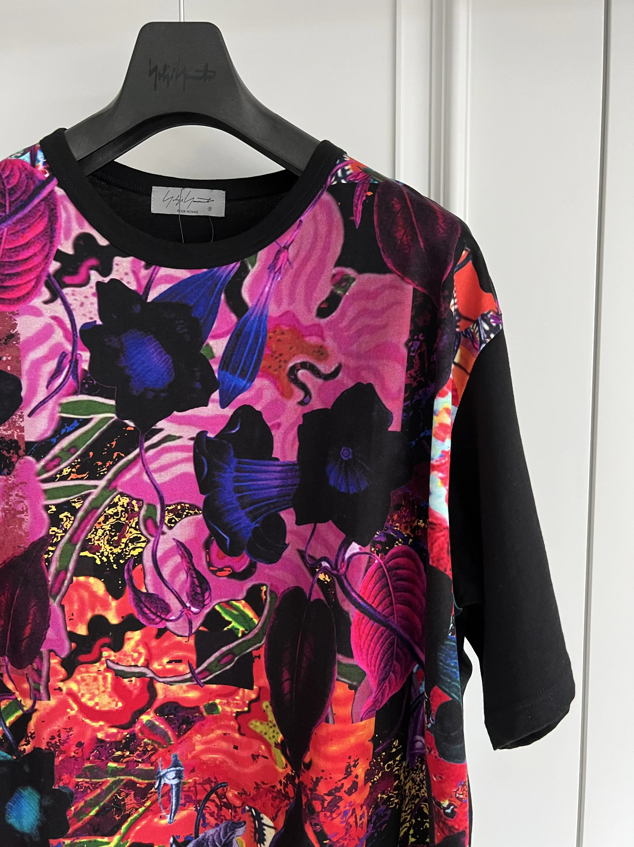 TOP-YAMAMOTO Original Design Collaboration Round Neck T-shirt, Hawaiian men's and women's large-sized Japanese