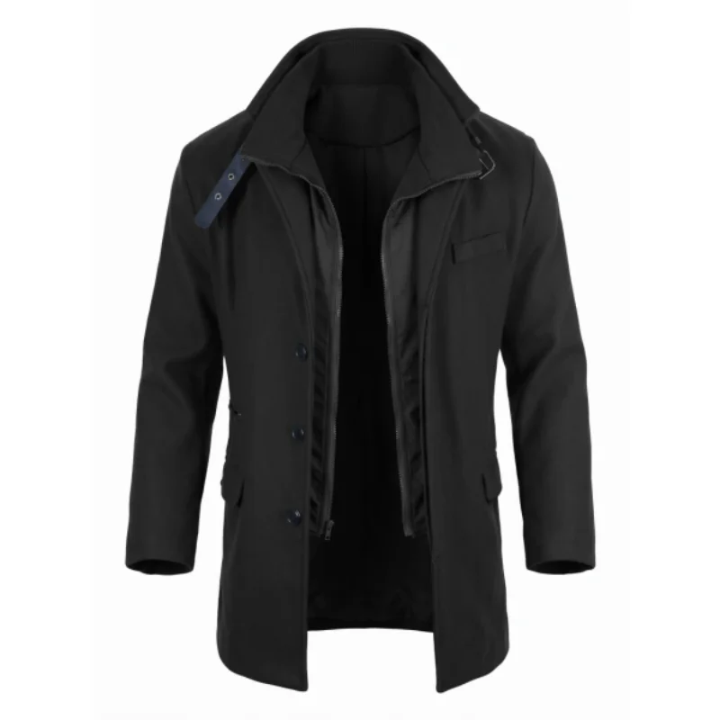 New Winter Men's Double-Layered Parka Long Warm Belted Jacket | Casual Streetwear Trench Coat | Windproof Zipper Coat for Men**