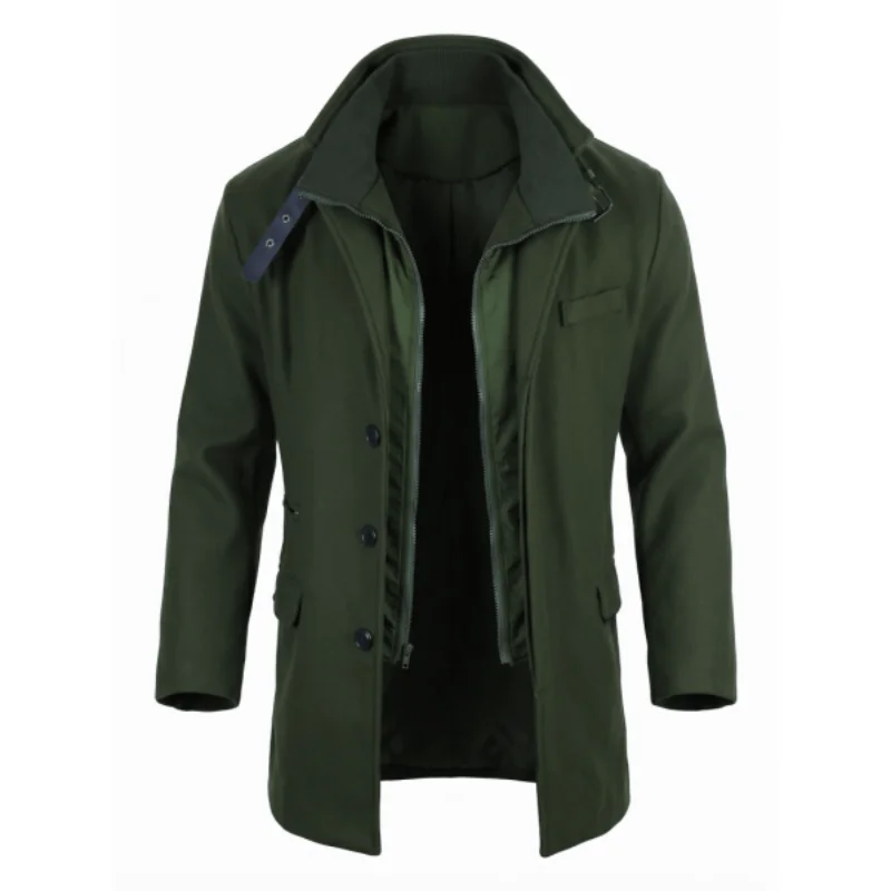 New Winter Men's Double-Layered Parka Long Warm Belted Jacket | Casual Streetwear Trench Coat | Windproof Zipper Coat for Men**