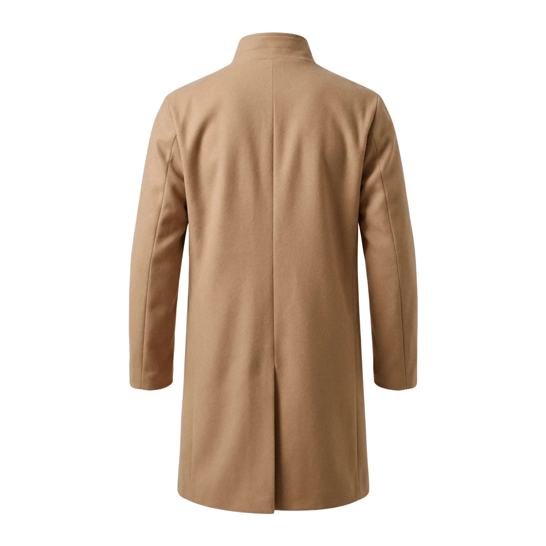 New Winter Men's Single-Breasted Invisible Button Trench Coat Knee-Length Fit Casual Streetwear Business-Appropriate Warm Jacket