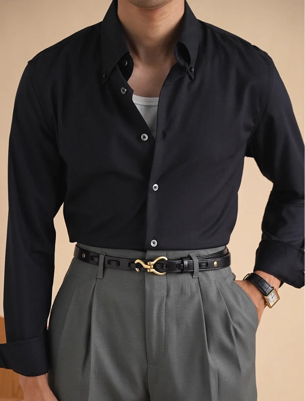 Italian Style Shirts Men Dress Camisa Social Masculina Breathable Long Sleeved Daily Solid Color Shirt Chemise Hawaienne Homme
