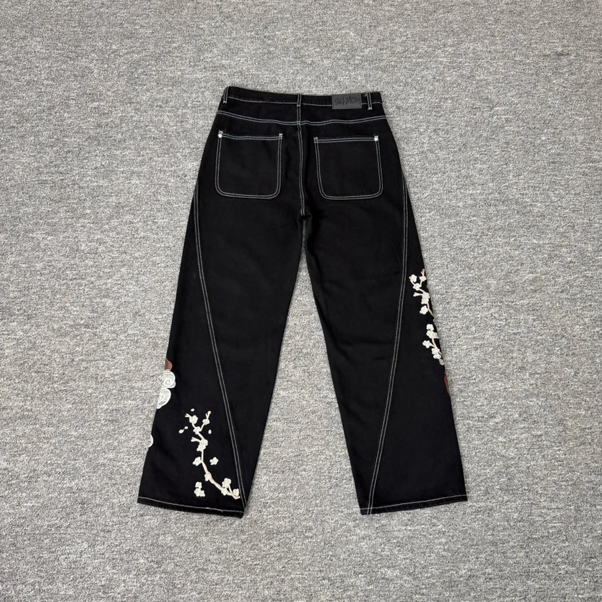 High Street Tiger Dragon Embroidery Baggy Jeans Pants for Men and Women Pantalones Hombre Straight Denim Trousers Oversized