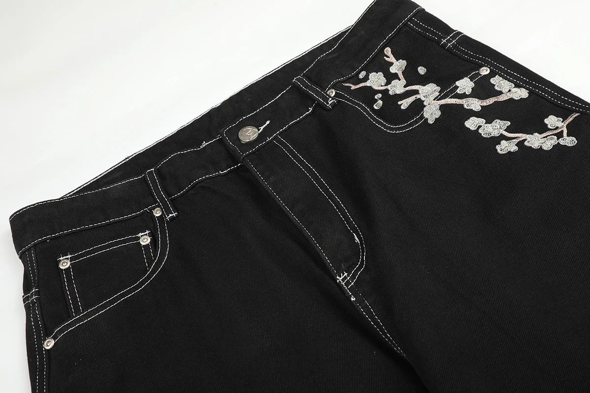 High Street Tiger Dragon Embroidery Baggy Jeans Pants for Men and Women Pantalones Hombre Straight Denim Trousers Oversized