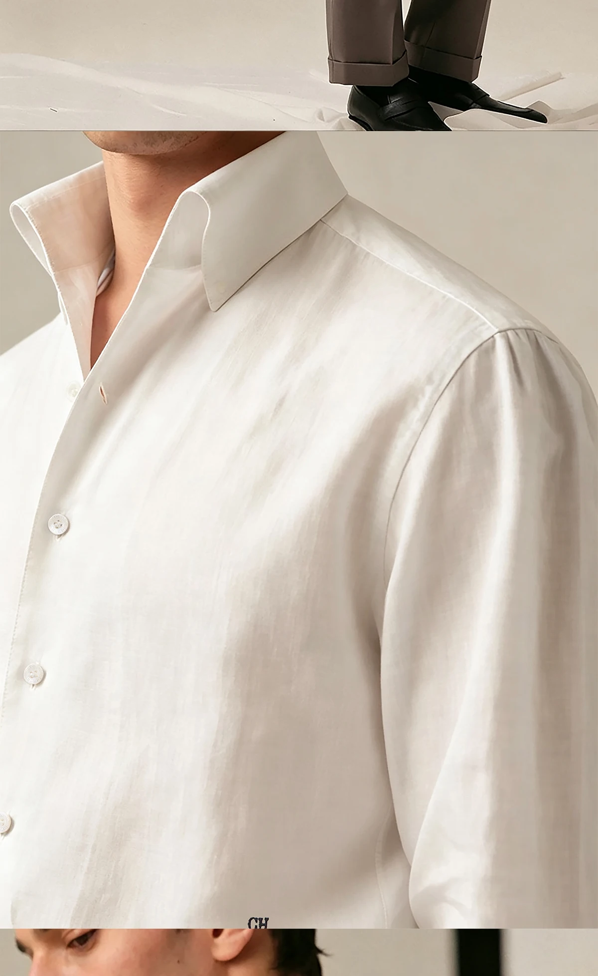 Men's New Shirt Lightweight Breathable Lyocell Material Men's Temperament Old Money Style Single Breasted