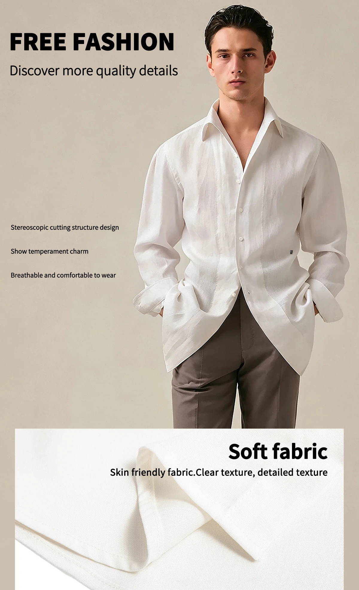 Men's New Shirt Lightweight Breathable Lyocell Material Men's Temperament Old Money Style Single Breasted