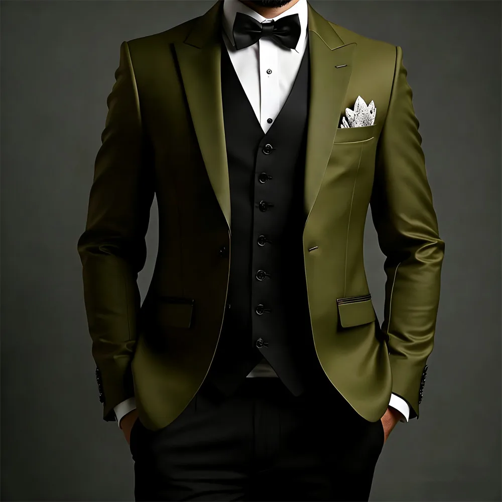 Classic Black Men's Suits 3 Pcs Fashion Formal Groom Suit Slim Fit Bespoke Office Event Men's Suit Jacket+Vest+Pants