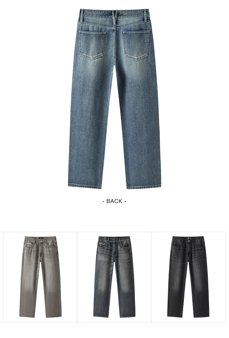 Semir Men Jeans Retro Washed Loose Straight 2026 Autumn Soft Durable Denim Pants Casual Commute Everyday Style Daily Wear