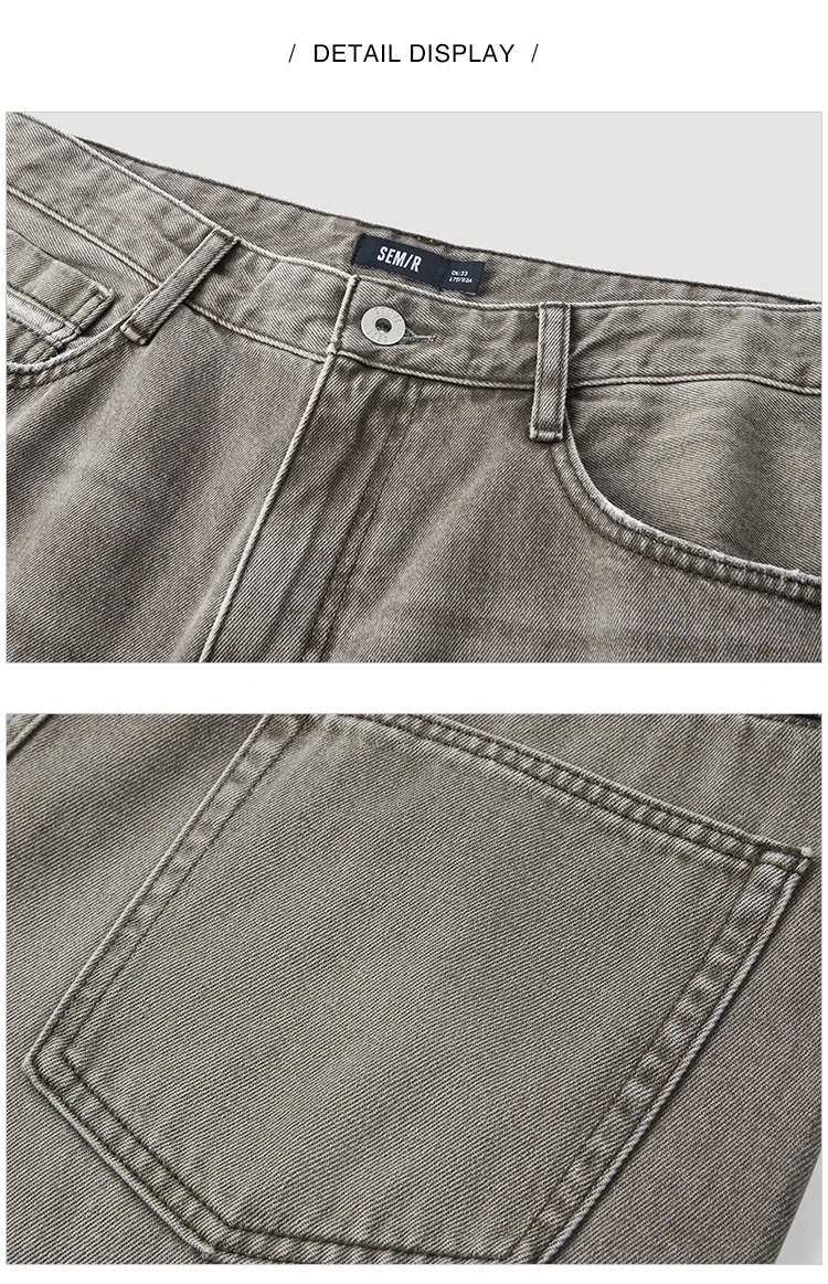 Semir Men Jeans Retro Washed Loose Straight 2026 Autumn Soft Durable Denim Pants Casual Commute Everyday Style Daily Wear