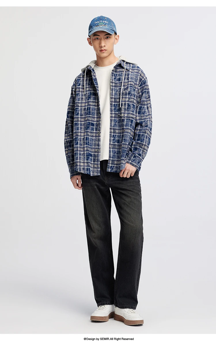 Semir Men Jeans Retro Washed Loose Straight 2026 Autumn Soft Durable Denim Pants Casual Commute Everyday Style Daily Wear