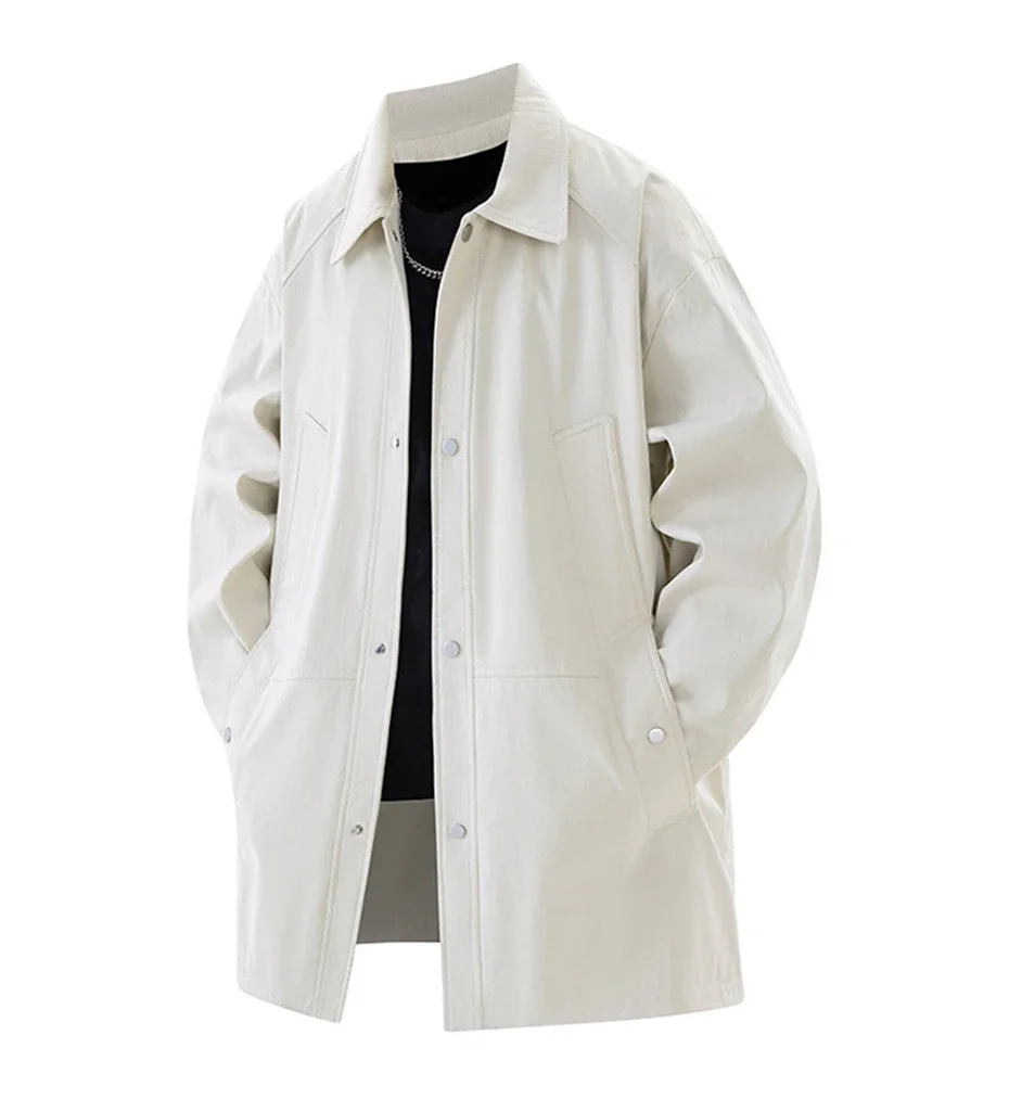 Big Size Men's Trench Coat Single Button Windbreaker Jacket Male Korean Popular Clothes Spring Demi-season Long Cardigan Outwear