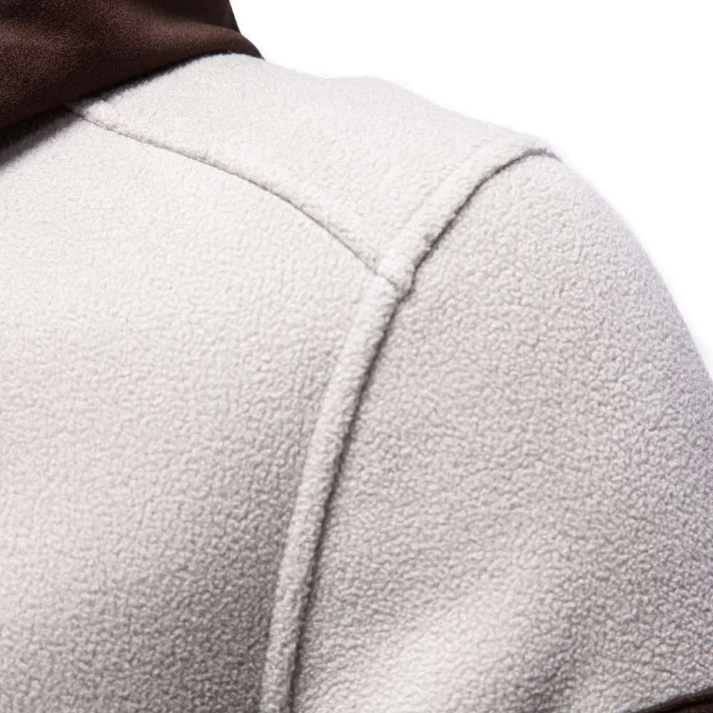 AIOPESON Men's Multi Pocket Hooded Fleece Jacket Full Zip Coat Suede Hood Zip Up Streetwear Autumn Winter Warm Outerwear