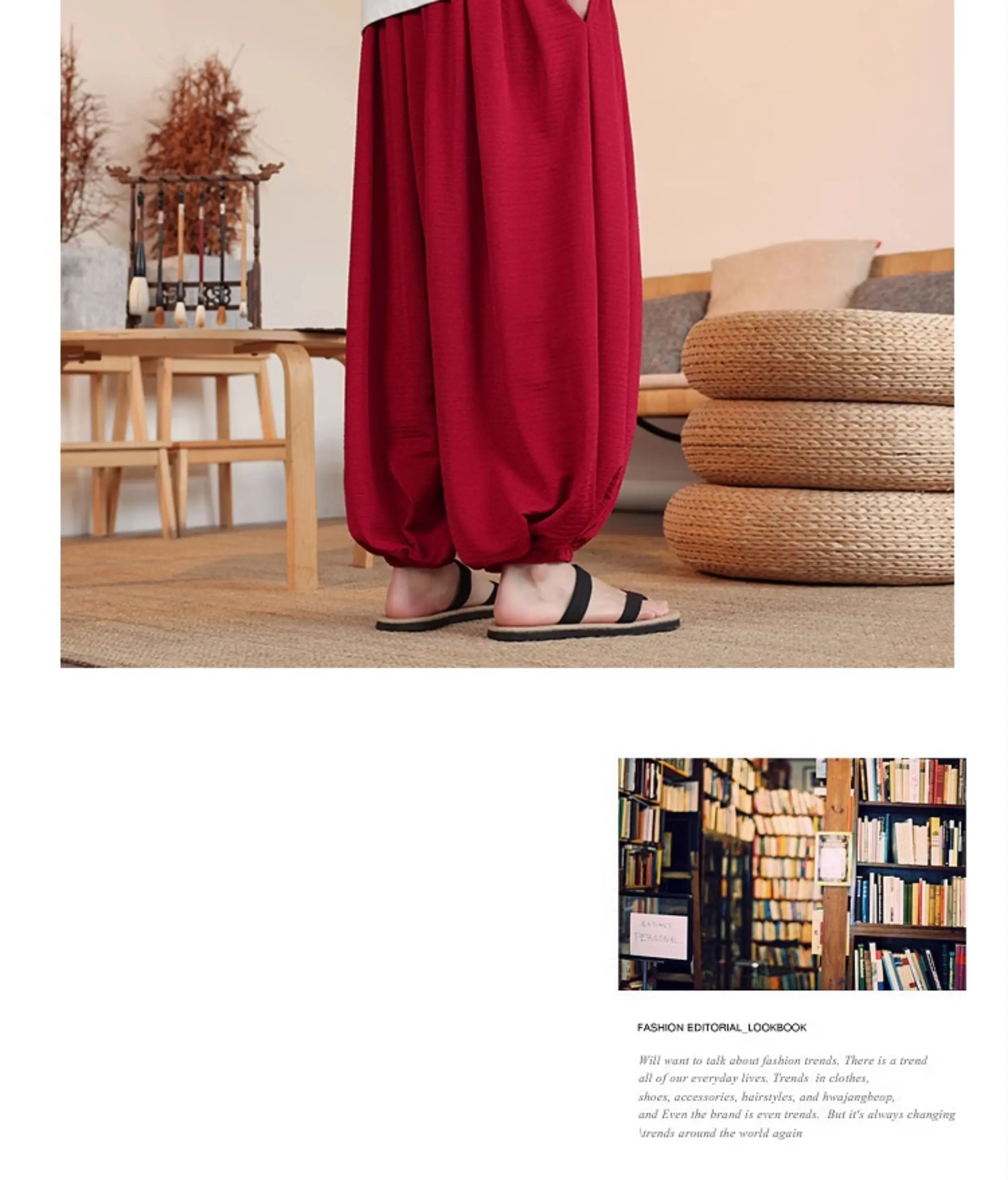 Summer Wide Leg Pants Men's Solid Color Casual Japanese Styles Harun Pants Men Fashion Loose Harajuku Lantern Trousers Plus Size