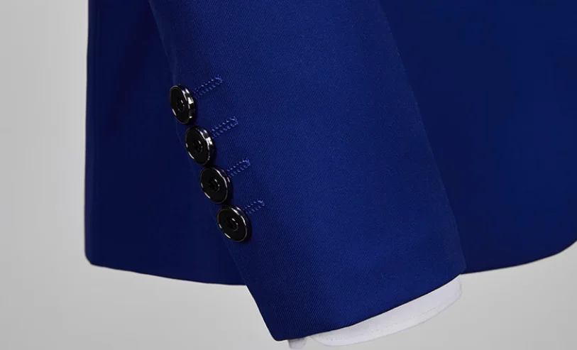 2 Pieces Fashion New Men's Business Double Breasted Solid Color Suit Coat / Male Slim Wedding Blazers Jacket Pants Trousers