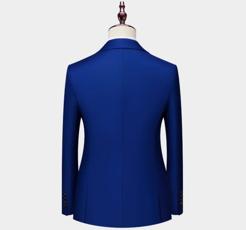 2 Pieces Fashion New Men's Business Double Breasted Solid Color Suit Coat / Male Slim Wedding Blazers Jacket Pants Trousers
