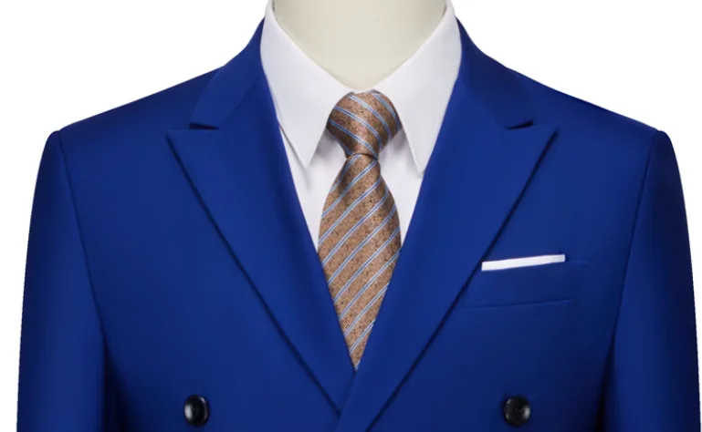 2 Pieces Fashion New Men's Business Double Breasted Solid Color Suit Coat / Male Slim Wedding Blazers Jacket Pants Trousers