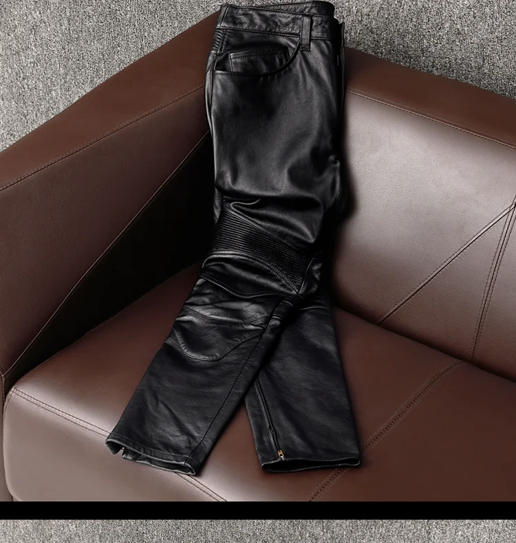 Mauroicardi Spring Autumn Cool Black Pu Leather Moto & Biker Pants Men Luxury Designer European Style Clothes Streetwear 2025