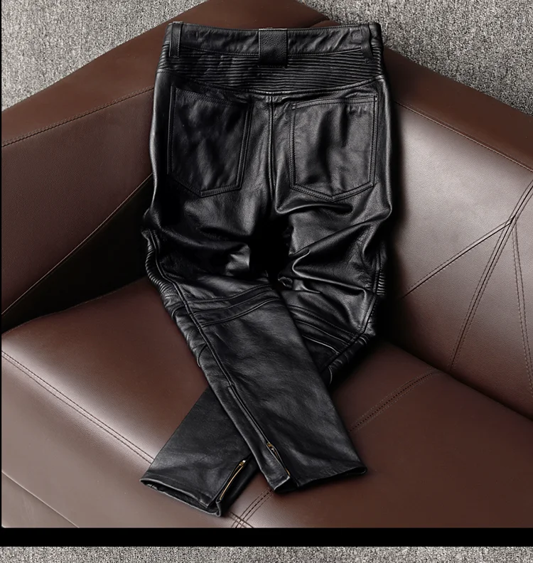 Mauroicardi Spring Autumn Cool Black Pu Leather Moto & Biker Pants Men Luxury Designer European Style Clothes Streetwear 2025