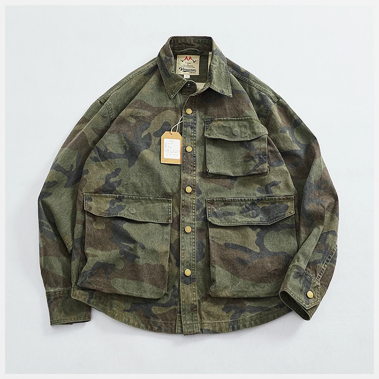 Casual cargo shirt camouflage coat fall new men's coat large pocket function stylish outdoor jacket