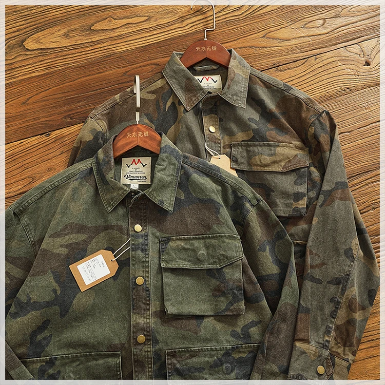 Casual cargo shirt camouflage coat fall new men's coat large pocket function stylish outdoor jacket