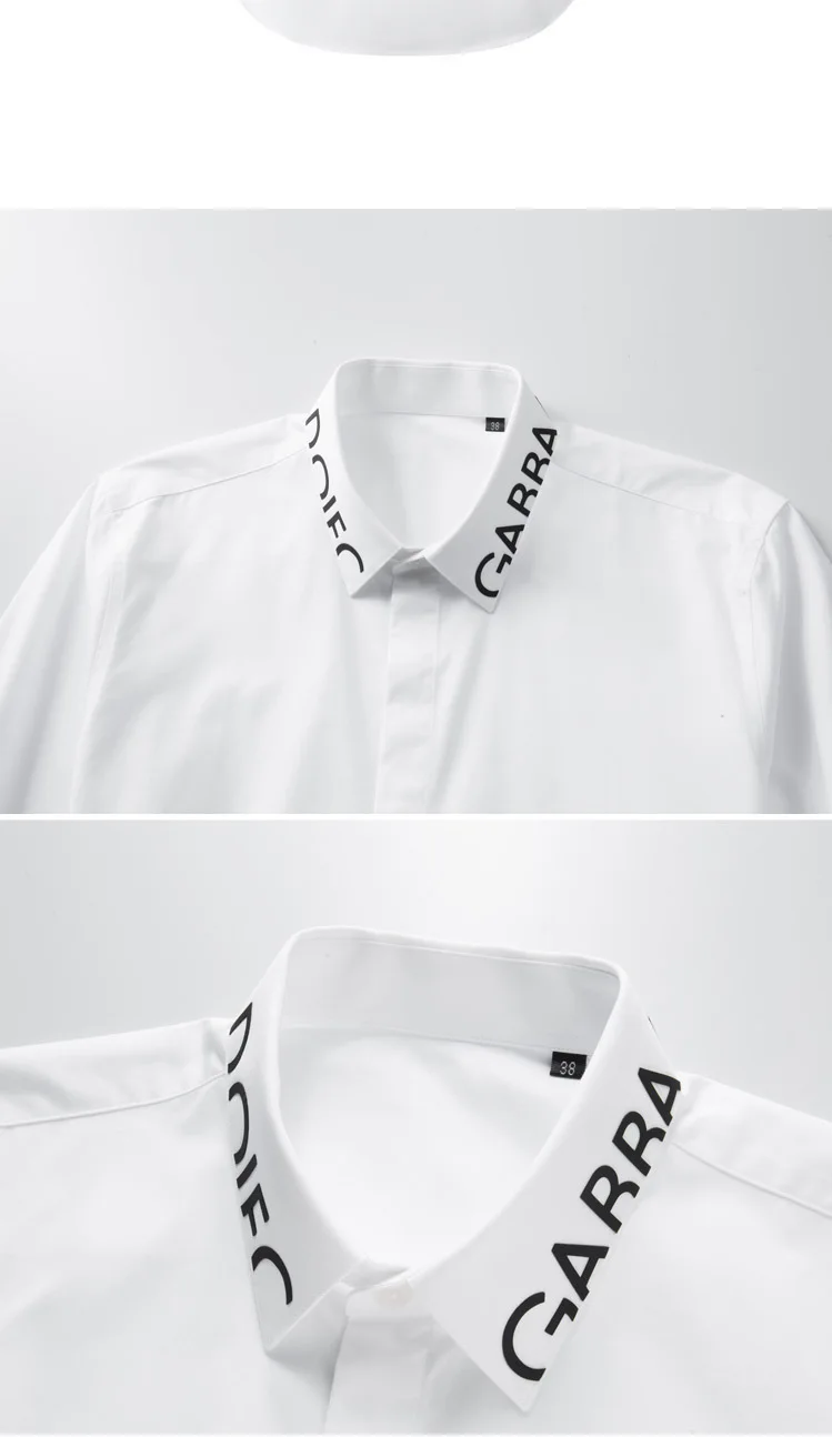 Luxury Brand Letter Printed Men's Shirt Slim Fit Long Sleeve Casual Business Dress Shirts Star Social Office Banquet Party Shirt