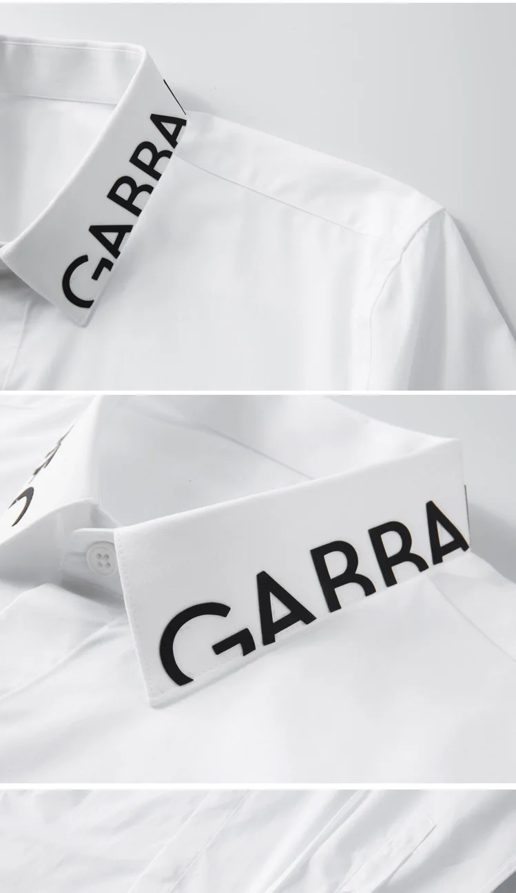 Luxury Brand Letter Printed Men's Shirt Slim Fit Long Sleeve Casual Business Dress Shirts Star Social Office Banquet Party Shirt